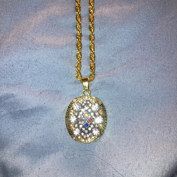 Jewelry - Pittsburgh Steelers world championship Gold-Tone Crystal Pendant Necklace